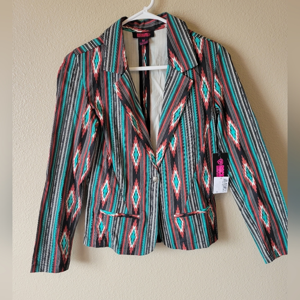Rock & Roll Cowgirl Multicolor Patterned Blazer